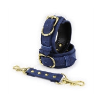 Love in Leather Soft Padded Wrist Restraints - Blue